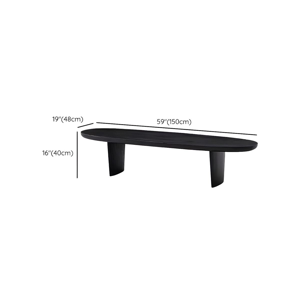 Black Wood Oval Coffee Table 59" L x 19" W x 16" H Z2353
