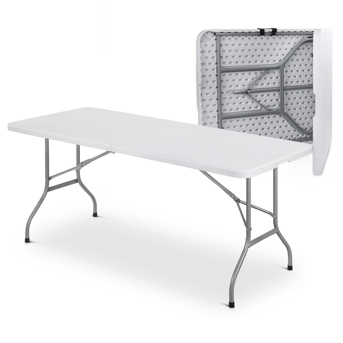 6Ft Heavy Duty Folding Plastic Table White C50723