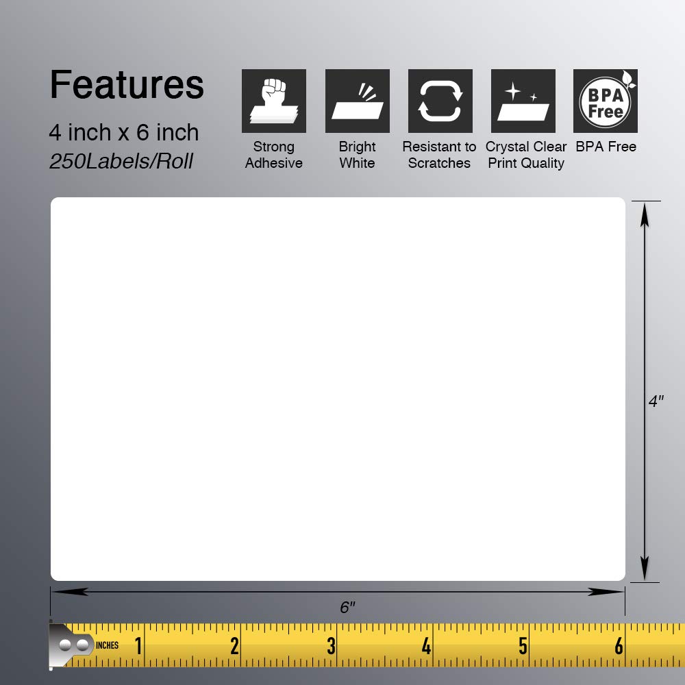 4" x 6" Shipping Thermal Label, 12 Roll/3000 Labels S7405