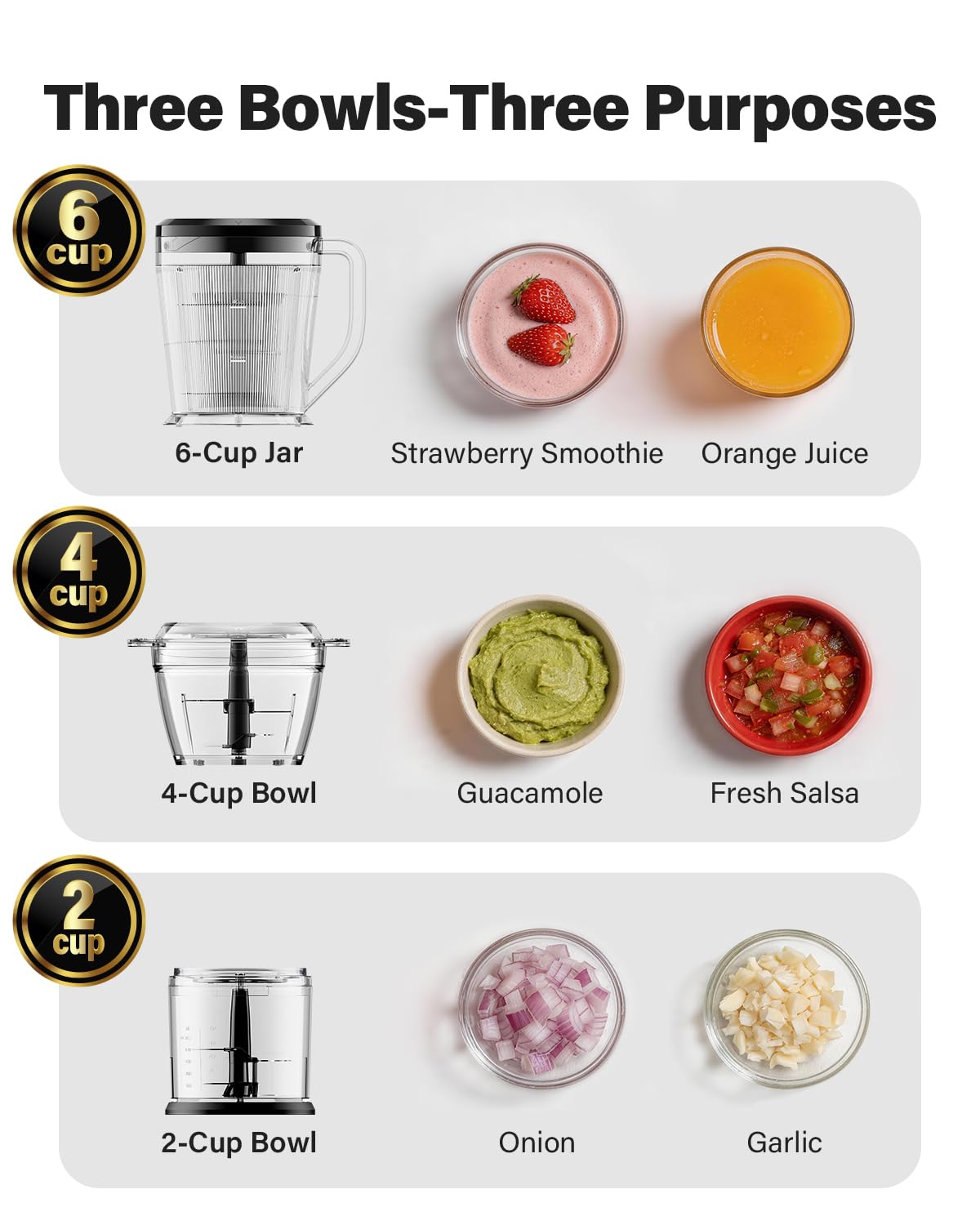 3-in-1 Small Food Processor Blender 400W with 6-Cup Jar A183329