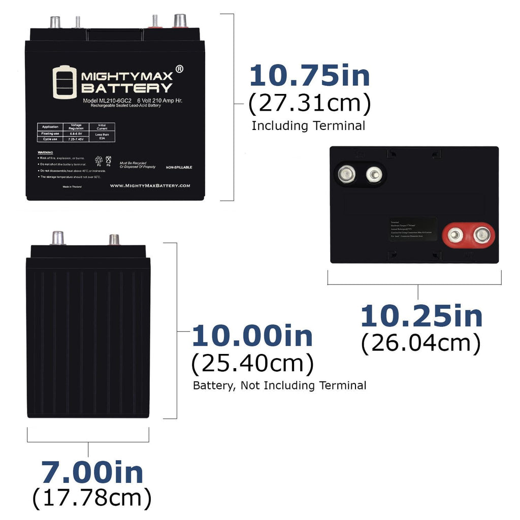 6 Volt 210 AH Rechargeable SLA AGM Battery O367
