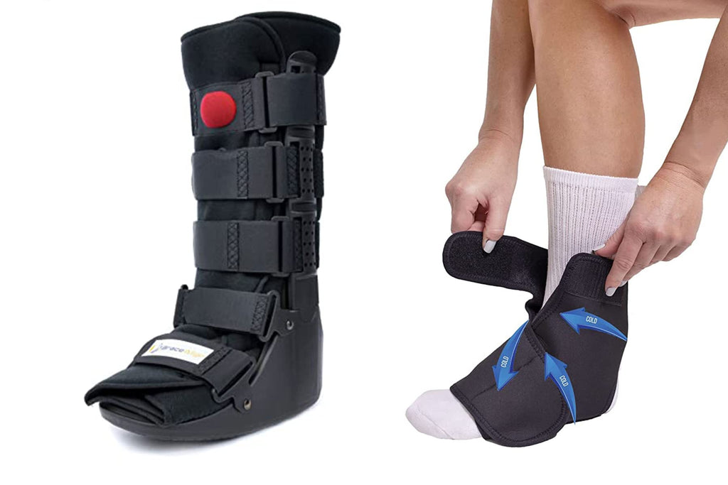 Tall CAM Walker Boot + Ankle & Foot Ice Pack Cold Wrap T567615