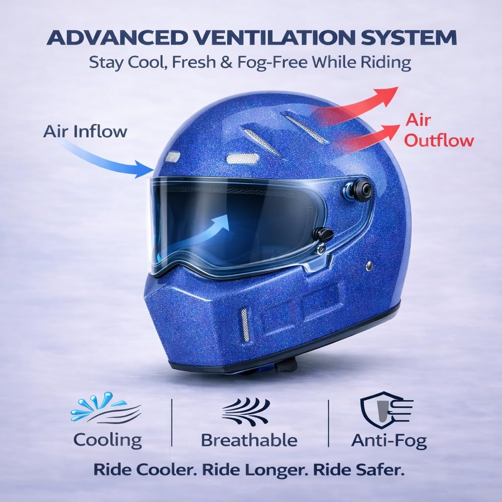 DOT Approved Fiberglass Full Face Motorcycle Helmet with Clear Visor J392799