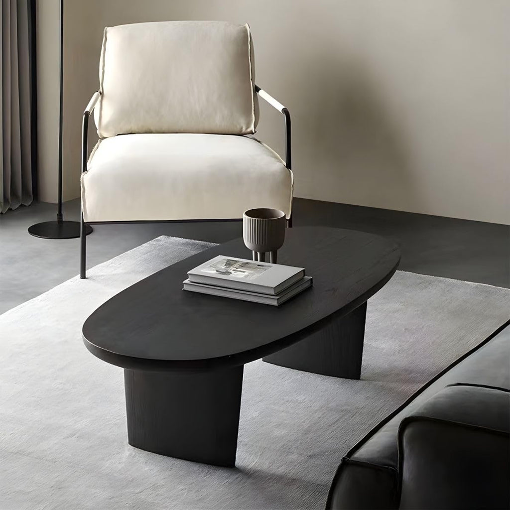 Black Wood Oval Coffee Table 59" L x 19" W x 16" H Z2353
