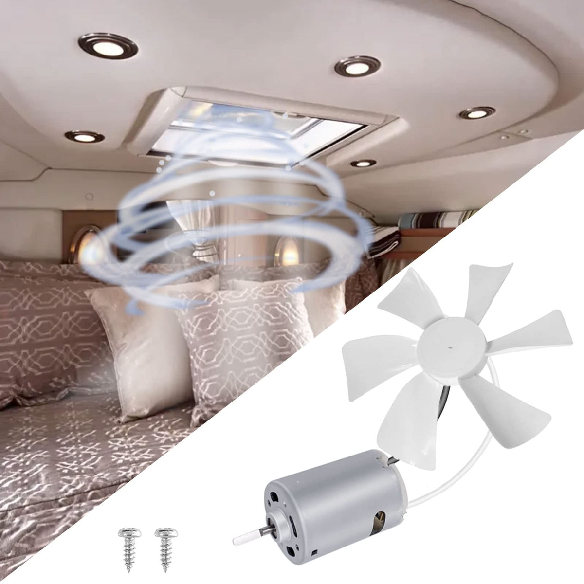 3 Packs 14" White RV Roof Vent Cover Replacement with 6" Fan Blade and 12 Volt Motor W218290