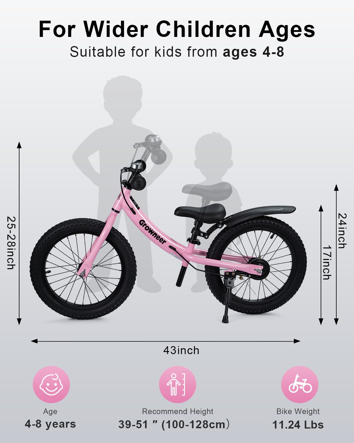 16" Pink Kids Balance Bike Y6237
