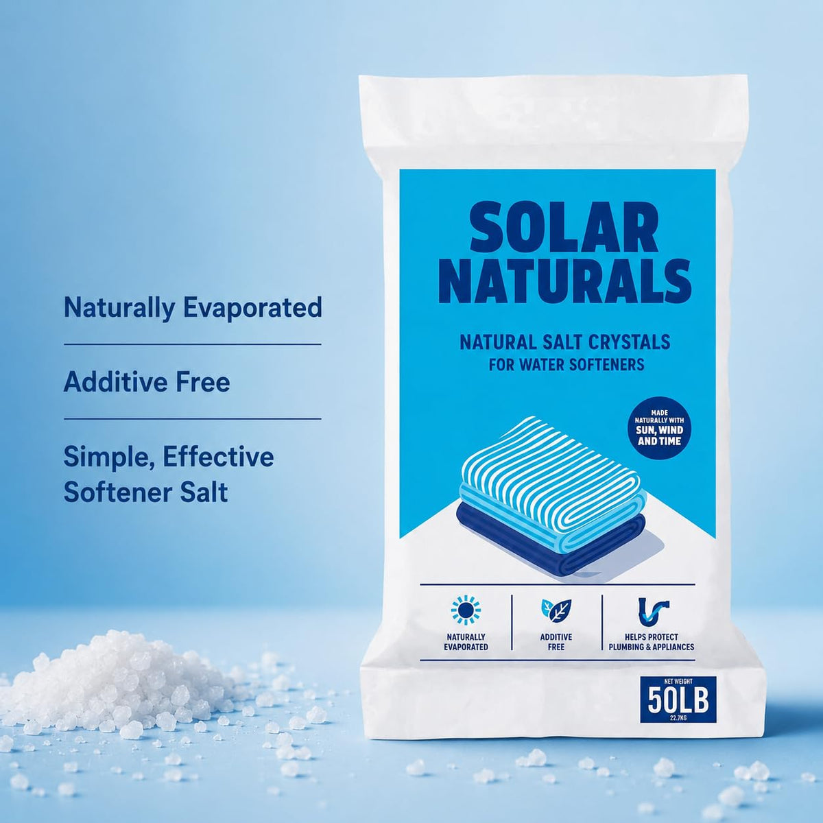 Natural Salt Crystals for Water Softeners, 50lb I6966