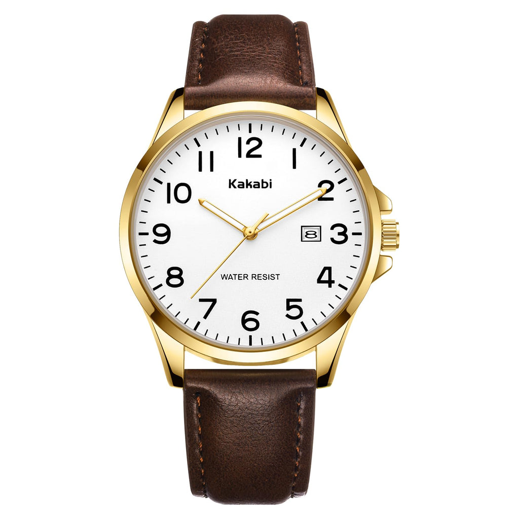 Men Fashion Minimalist Waterproof Quartz Analog Date Leather Strap Watch Z4664