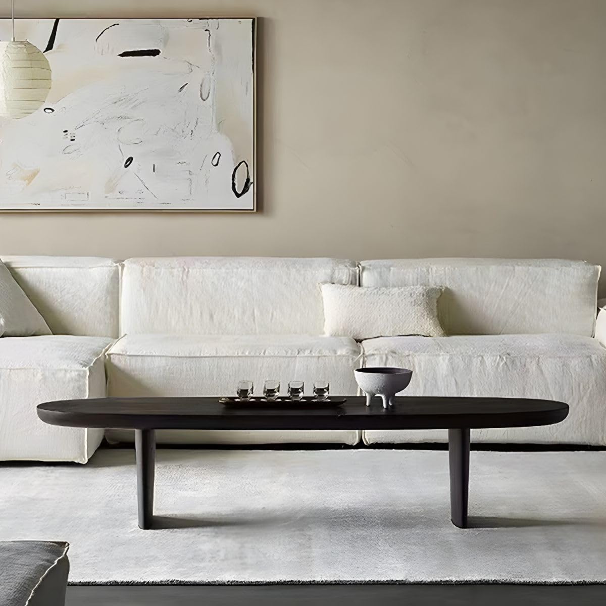 Black Wood Oval Coffee Table 59" L x 19" W x 16" H Z2353