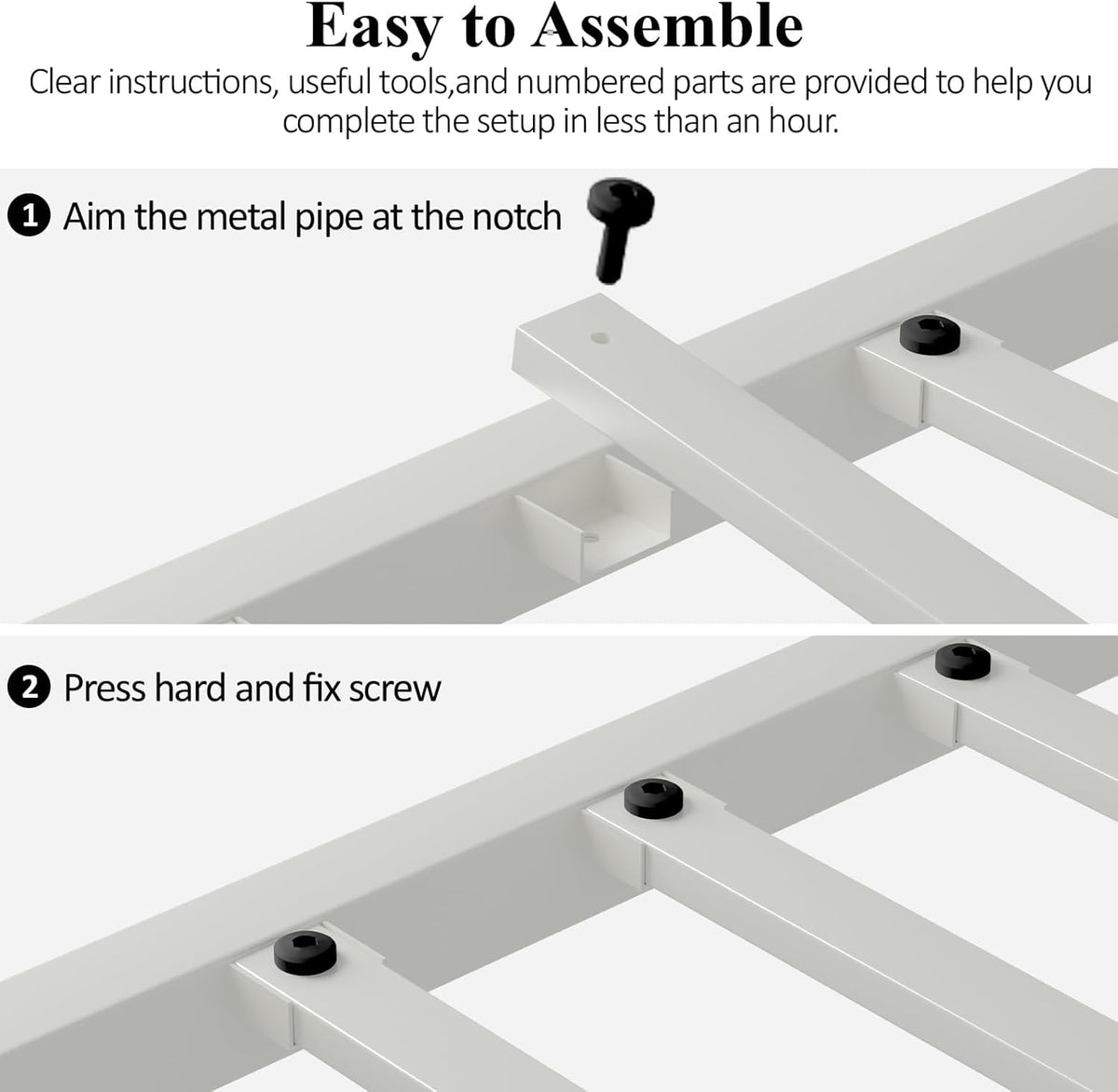 White Twin Metal Bed Frame with Headboard and Footboard C8536