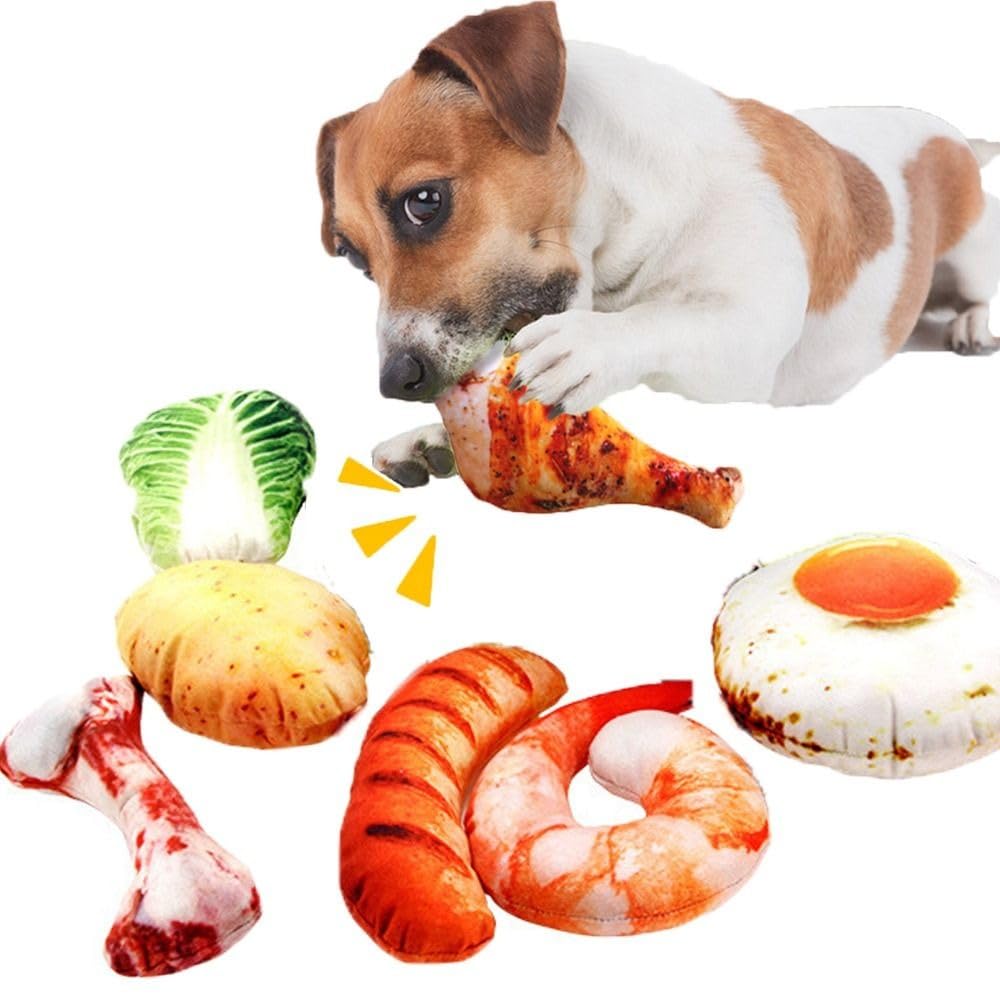 Soft Food Shape Plush Dog Squeaky Chew Toy M15656