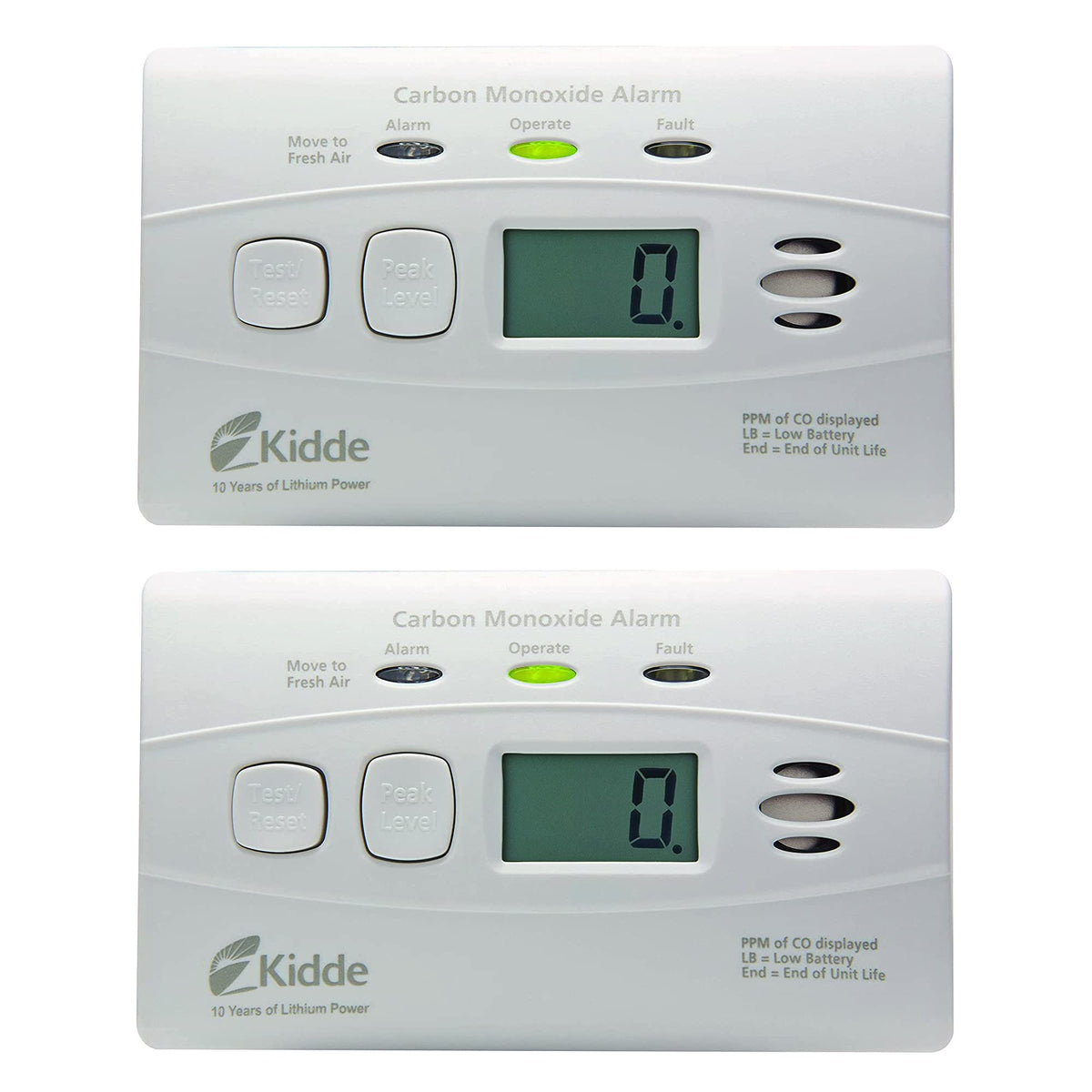 Carbon Monoxide Detector with 10-Year Battery, Digital Display, 2 Pack L990