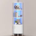 White 5-Tier Corner Cabinet with Doors R6181