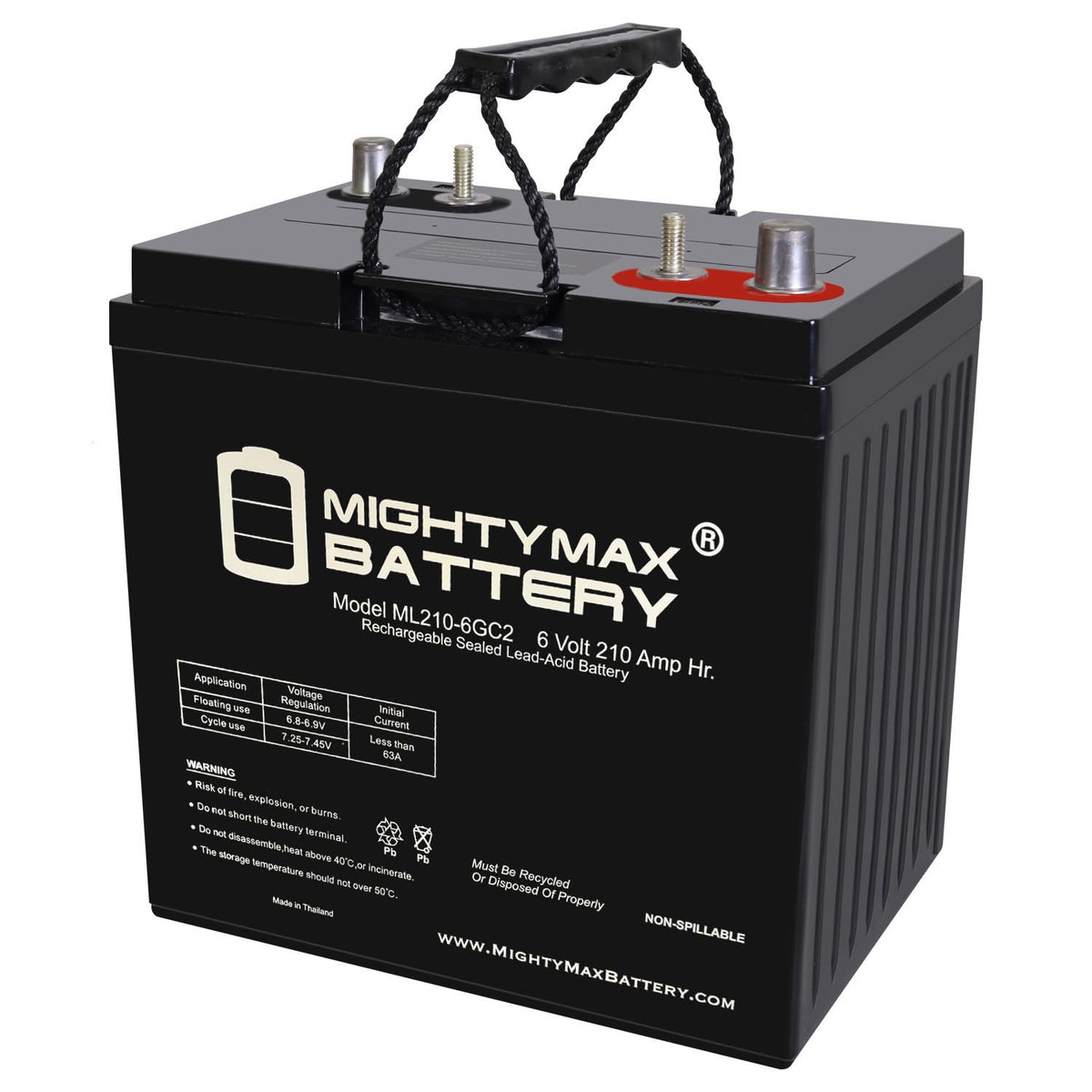 6 Volt 210 AH Rechargeable SLA AGM Battery O367