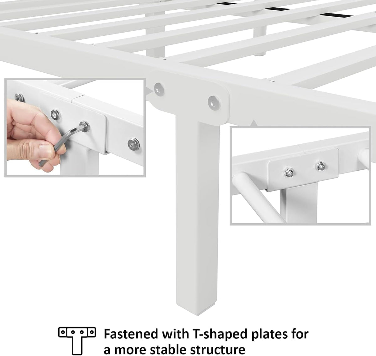 White Twin Metal Bed Frame with Headboard and Footboard C8536