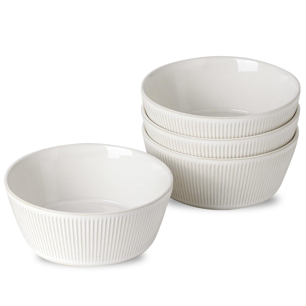 Ceramic Soup Bowls Set of 4, 6.3 inch Microwave Safe White F254