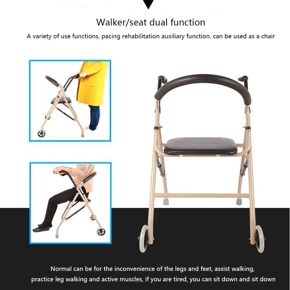 Lightweight Folding Aluminum Rollator Walker with Seat J39764