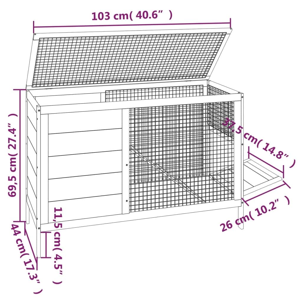 2-Tier Solid Pine Wood Rabbit Hutch G451