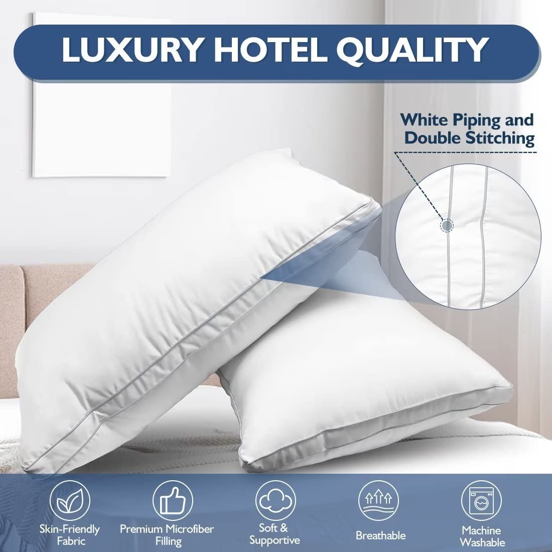 King Size Set of 2 Down Alternative Bed Pillows B42210