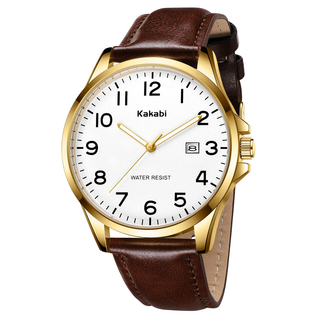 Men Fashion Minimalist Waterproof Quartz Analog Date Leather Strap Watch Z4664