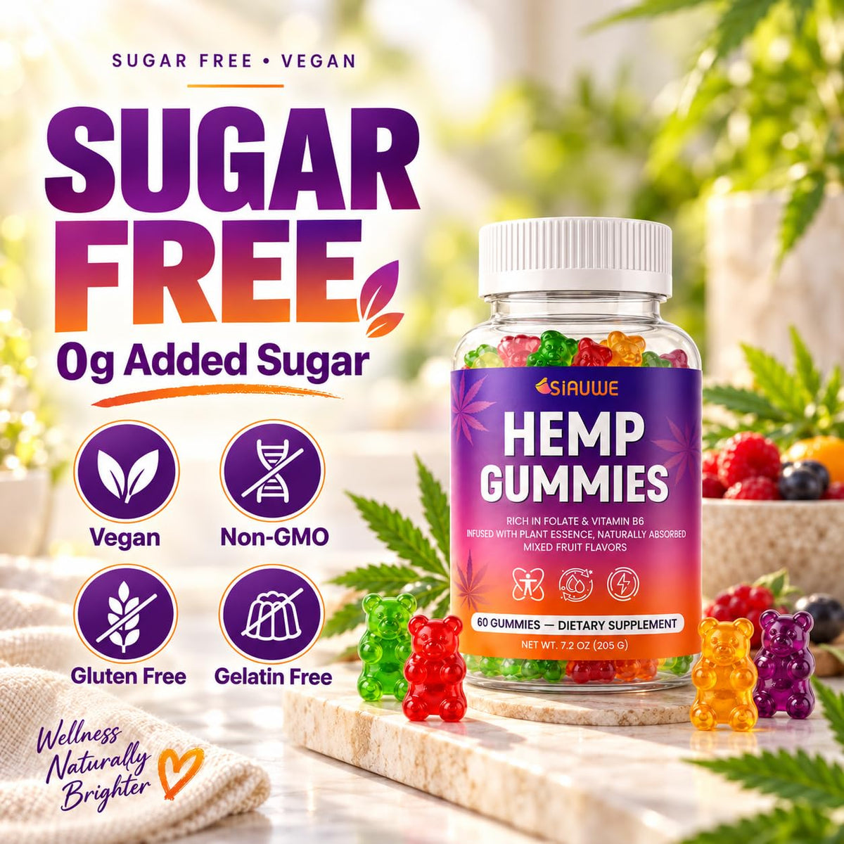 Sugar Free Hemp Gummies 60 Count H21339