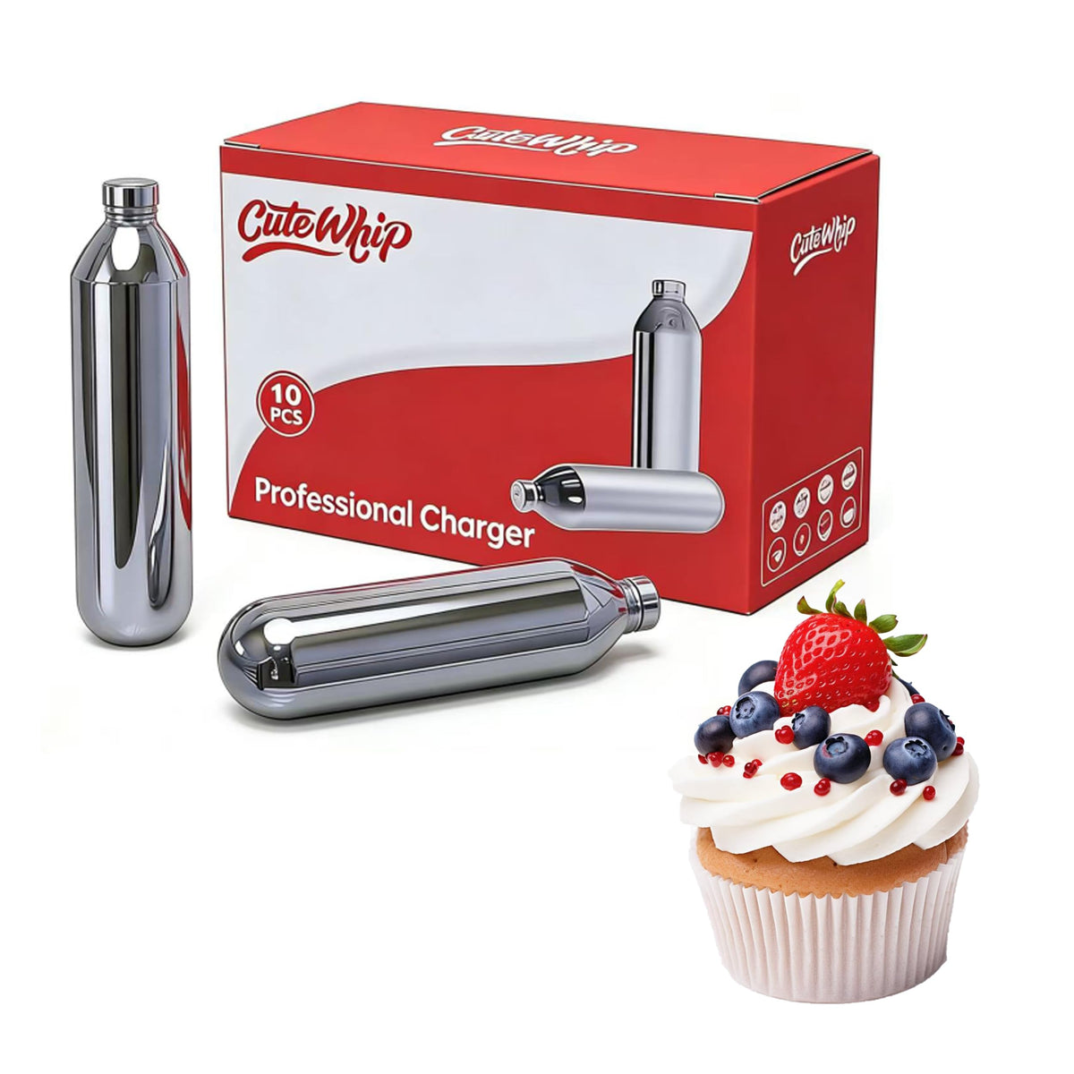 8g Whipped Cream Chargers 10-Pack Food-Grade Nitrous Oxide Cartridges A8240