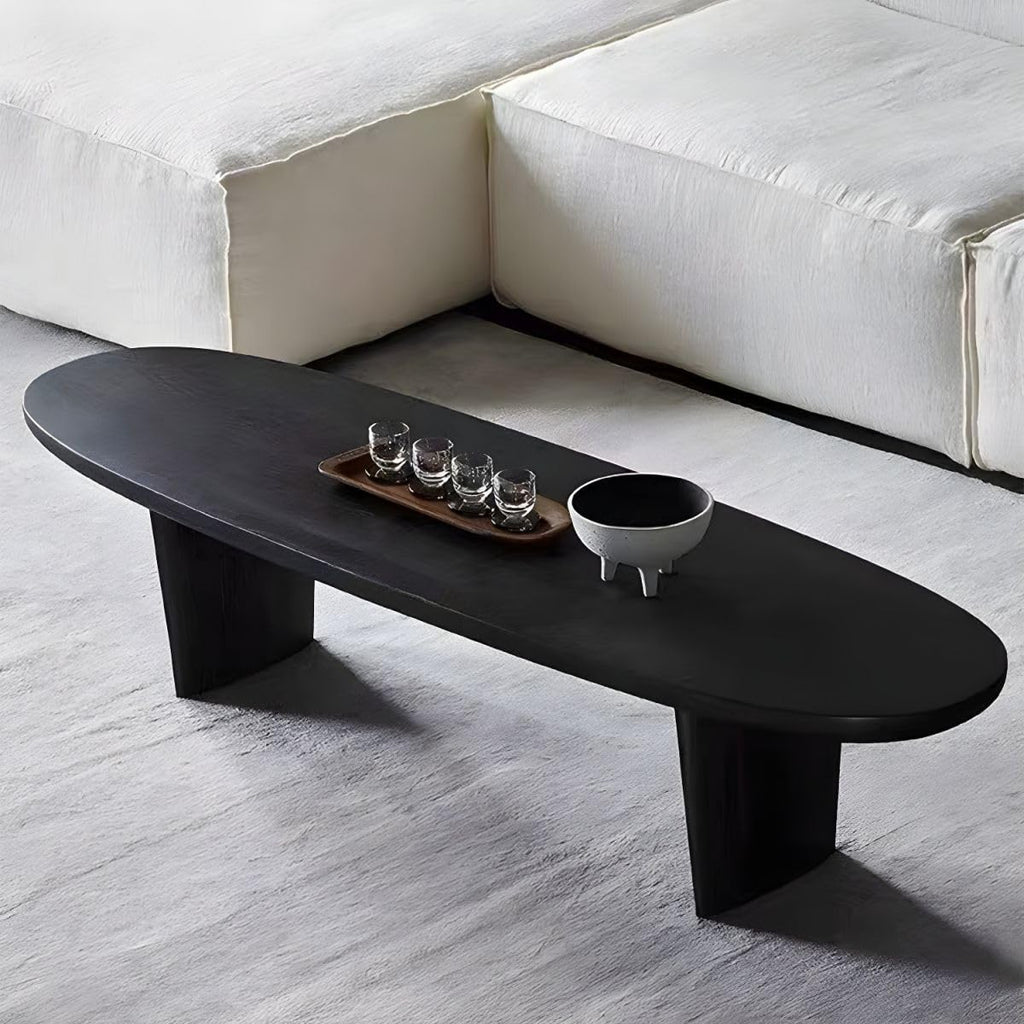 Black Wood Oval Coffee Table 59" L x 19" W x 16" H Z2353