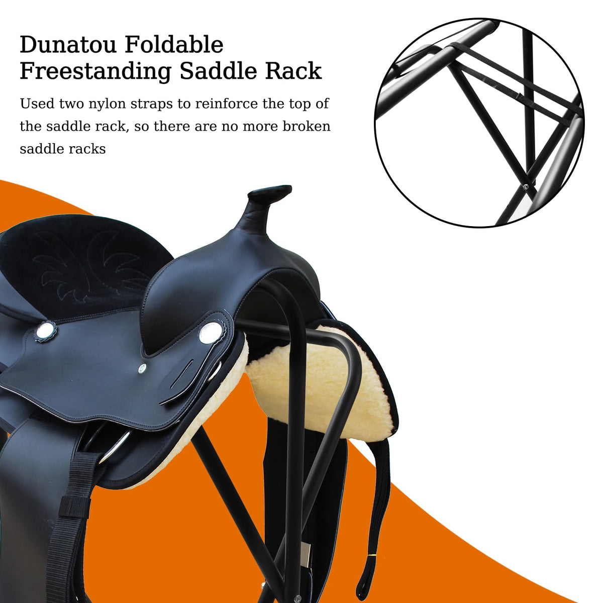 Foldable Saddle Rack with Storage Shelf, Black B788