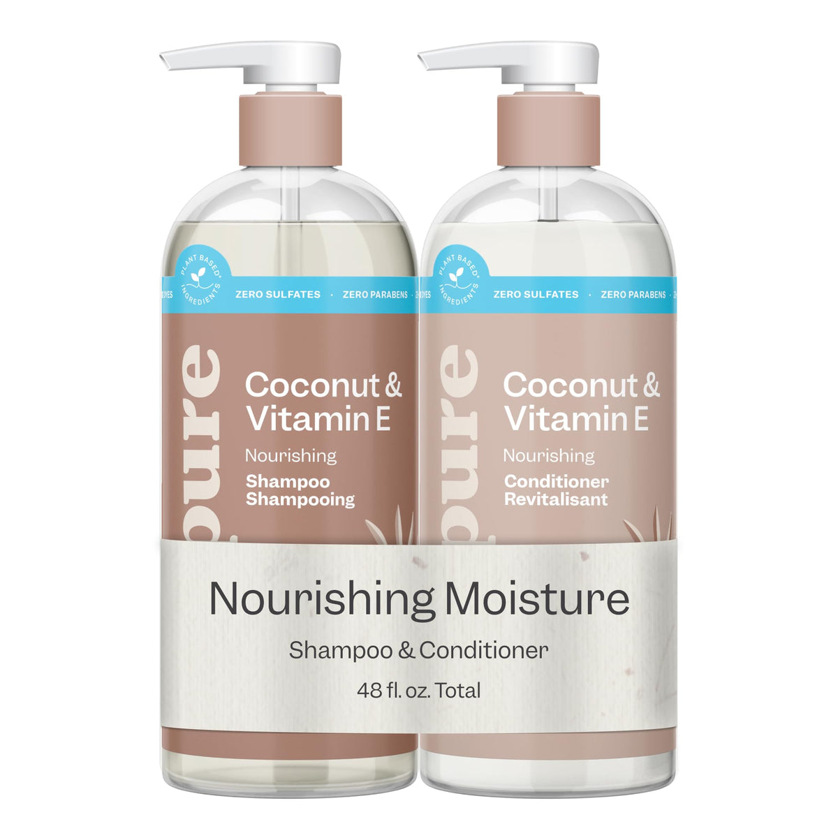 Coconut & Vitamin E Shampoo & Conditioner Set, 2x24oz D81290