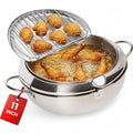 11-Inch Stainless Steel Deep Fryer Pot with Oil Thermometer T234