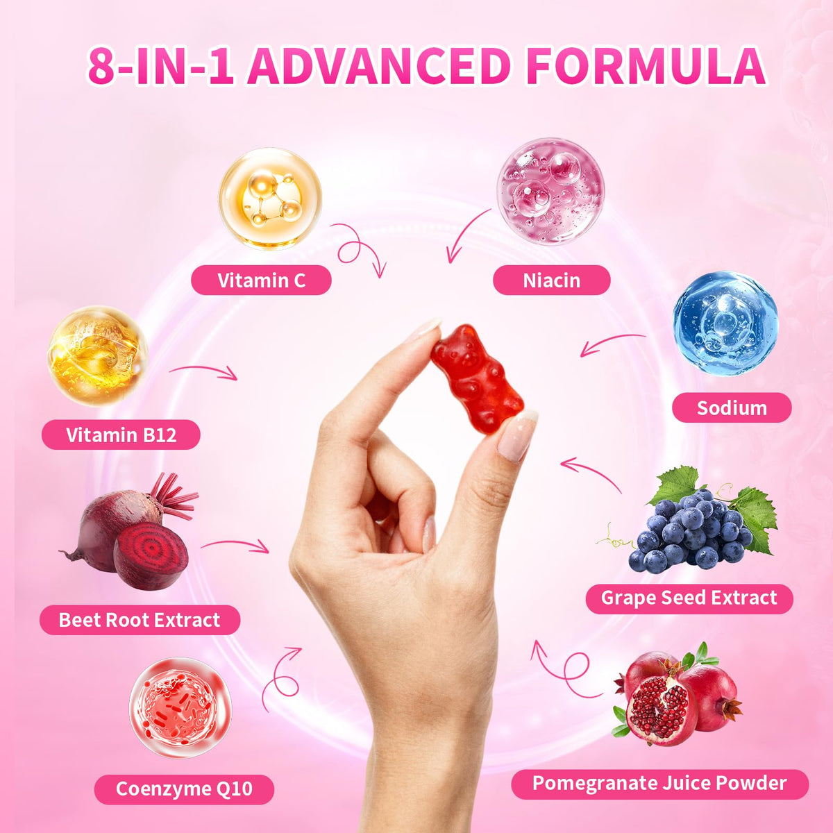 Sugar-Free Vegan Beet Root Gummies 60 Count K568