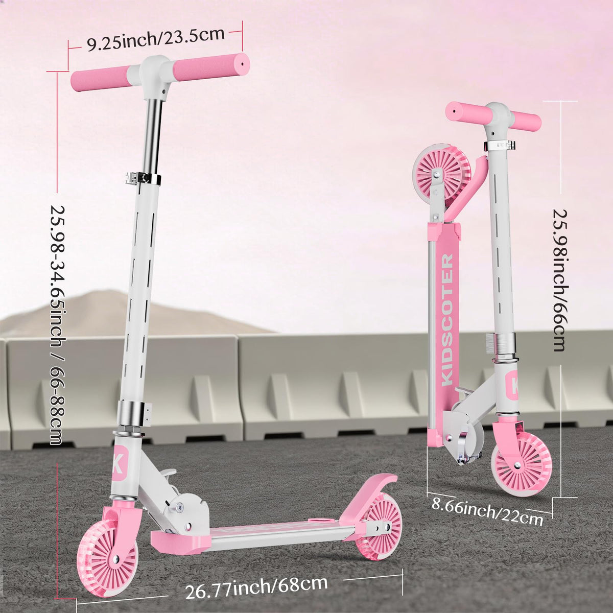 2 Wheel Light Up Wheels LED Stem Kick Scooter L599935