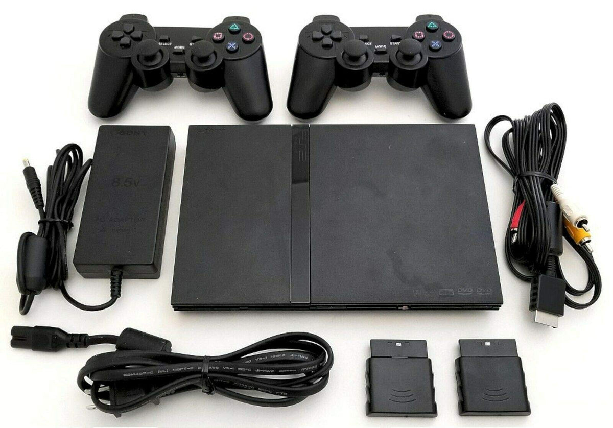PS2 Slim Gaming Console with 2 Wireless Controllers I37266