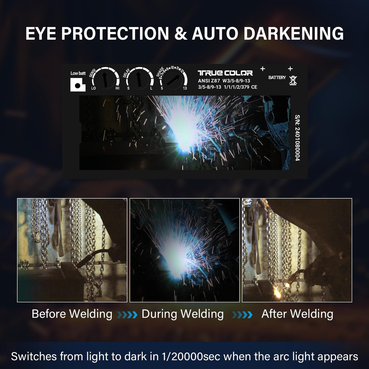 Adjustable Auto Darkening Welding Lens 2x4 1/4 K67374