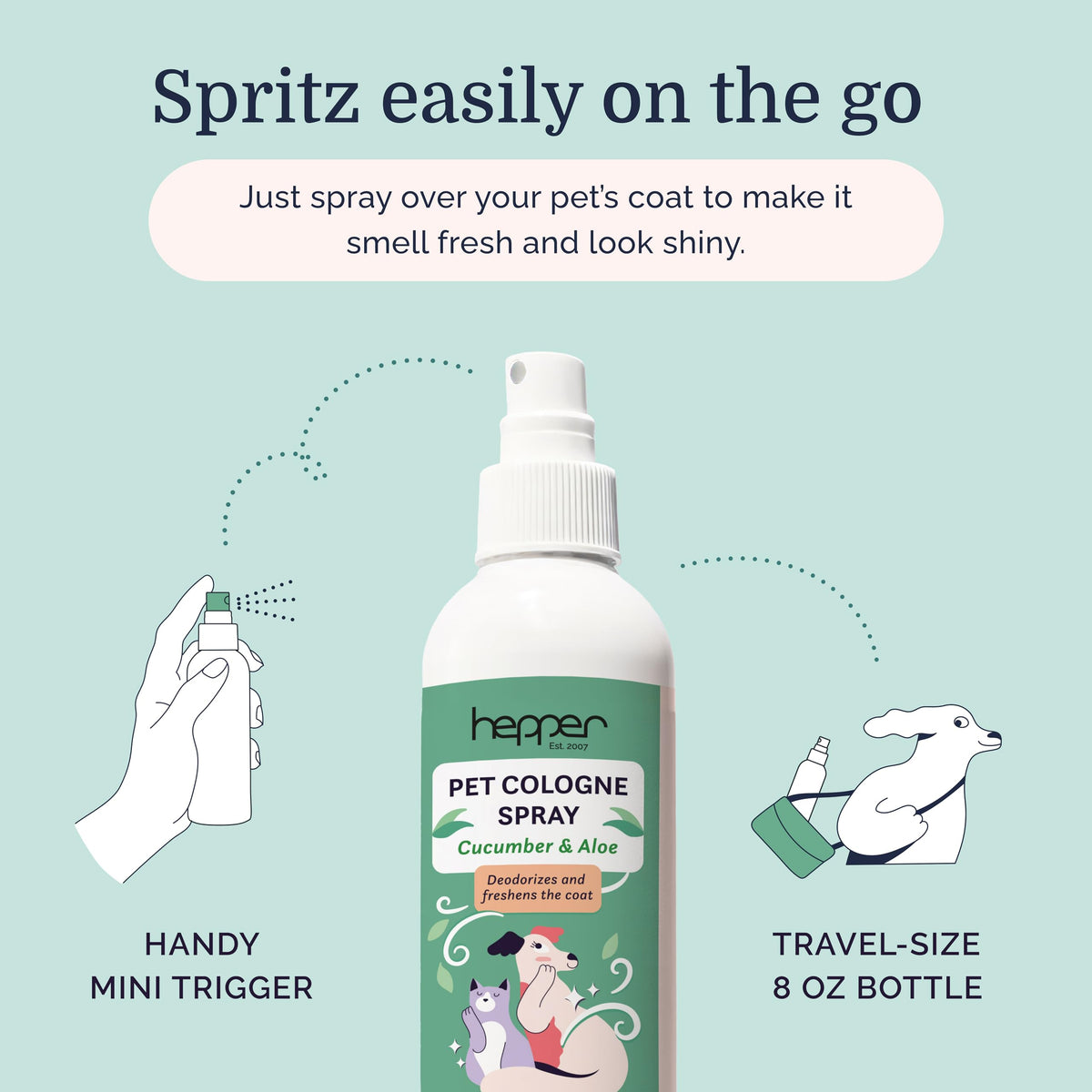 Pet Cologne Spray for Dogs & Cats Cucumber & Aloe 8oz B49304