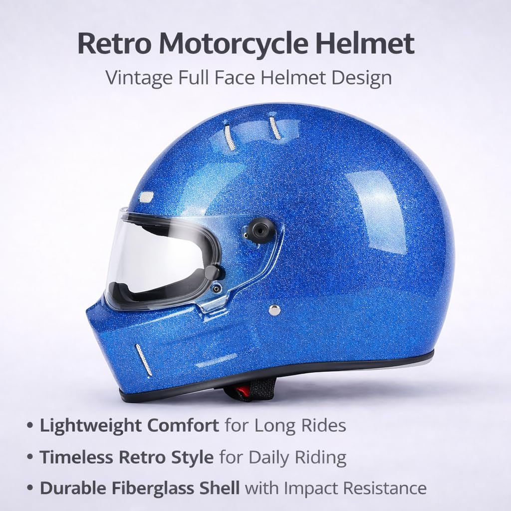 DOT Approved Fiberglass Full Face Motorcycle Helmet with Clear Visor J392799