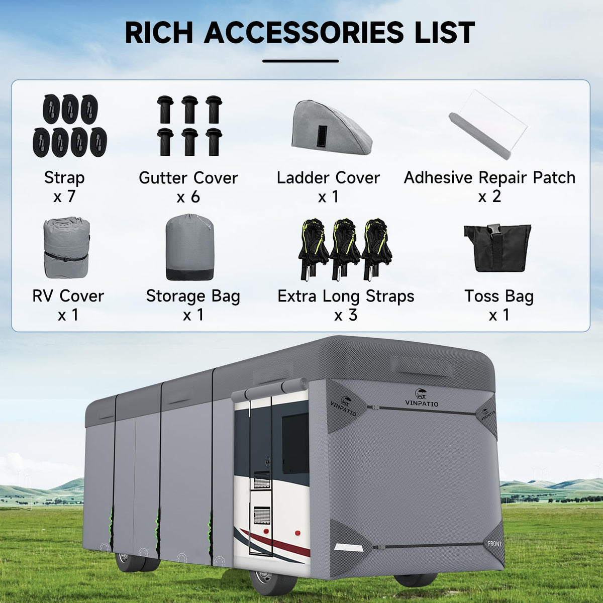 Class A RV Cover 7 Layers 34'-37' Windproof Waterproof N14776