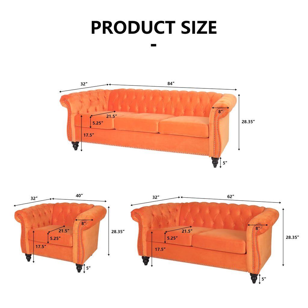 Orange Velvet Upholstered Accent Sofa Chair Z91863