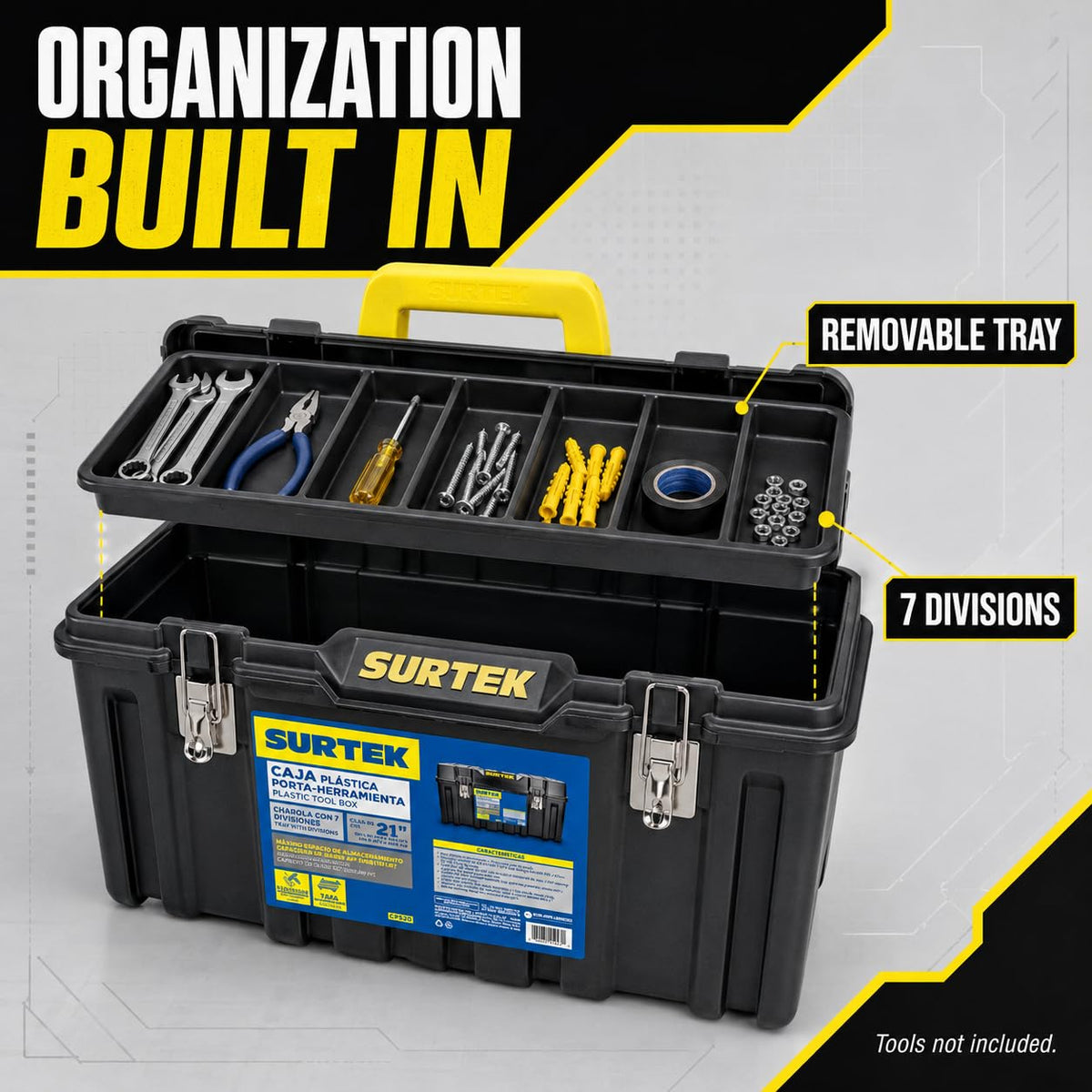 21" x 11" x 10" Black Mobile Tool Box F1309