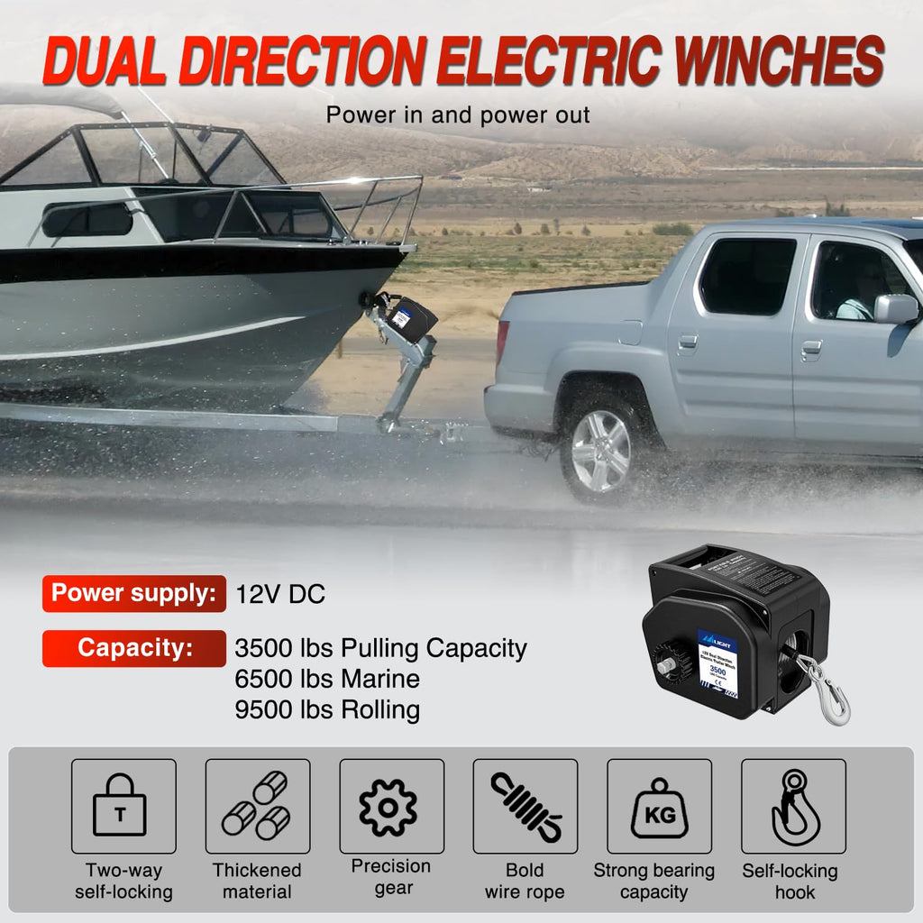 3500 lbs Portable Electric Boat Trailer Winch G9700