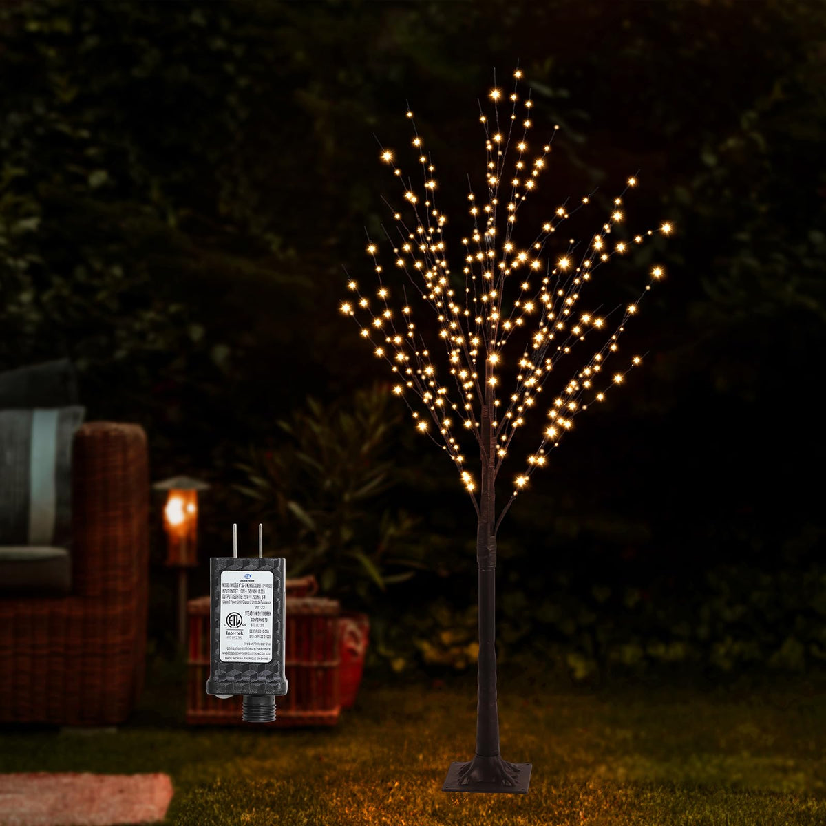 5FT Lighted Birch Tree with 400 LED Warm White Lights H119