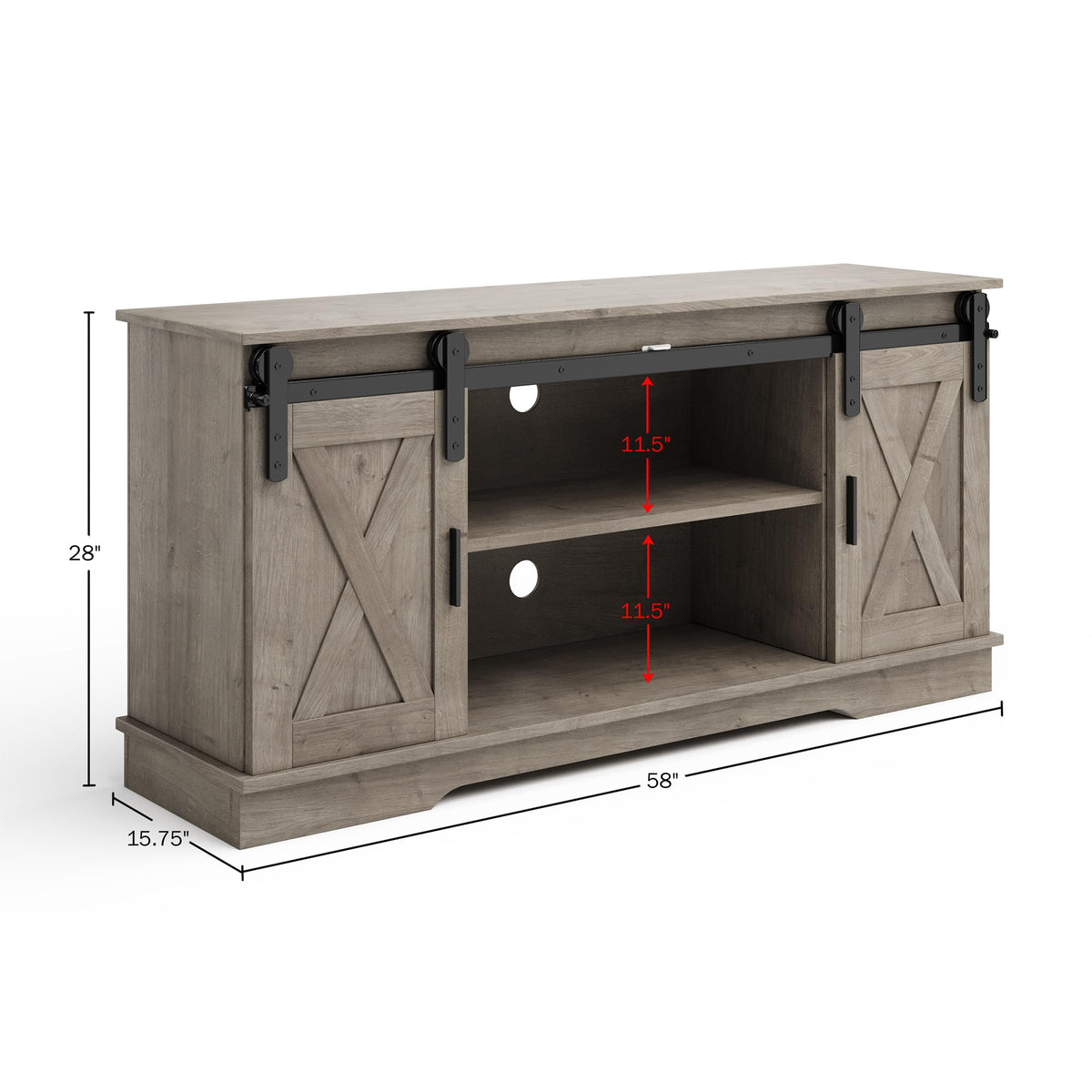 65-Inch TV Stand with Sliding Barn Doors E4311