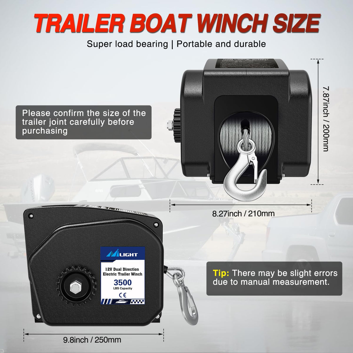 3500 lbs Portable Electric Boat Trailer Winch G9700