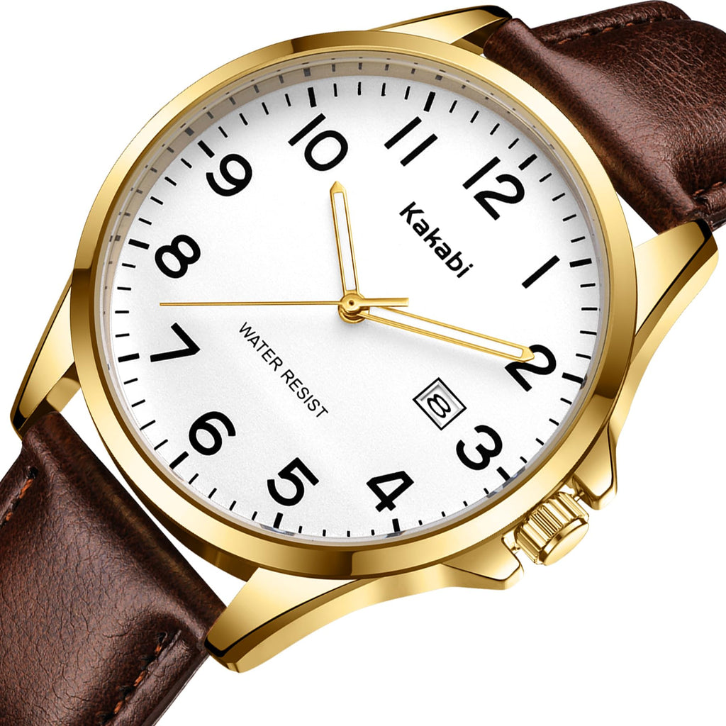 Men Fashion Minimalist Waterproof Quartz Analog Date Leather Strap Watch Z4664