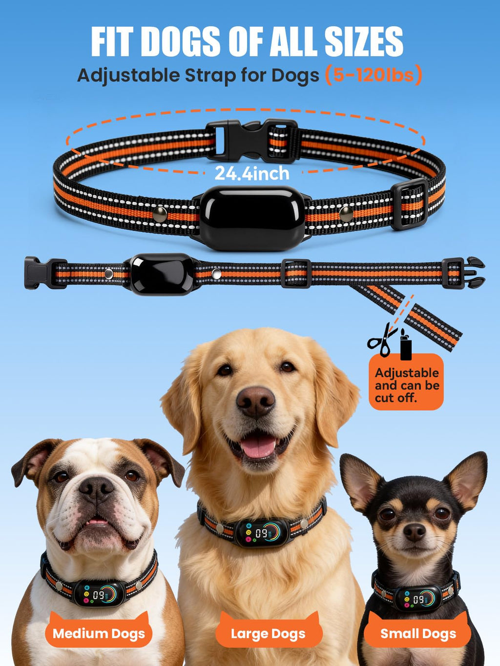 2-in-1 Dog Bark Collar & Shock Collar, IPX7 Waterproof E Collars with AI Anti-Bark/Beep/Vibration/Shock/no Shock for Small Medium Large Dog(5-120Lbs), Dog Training Collar with 3300FT Remote G24228