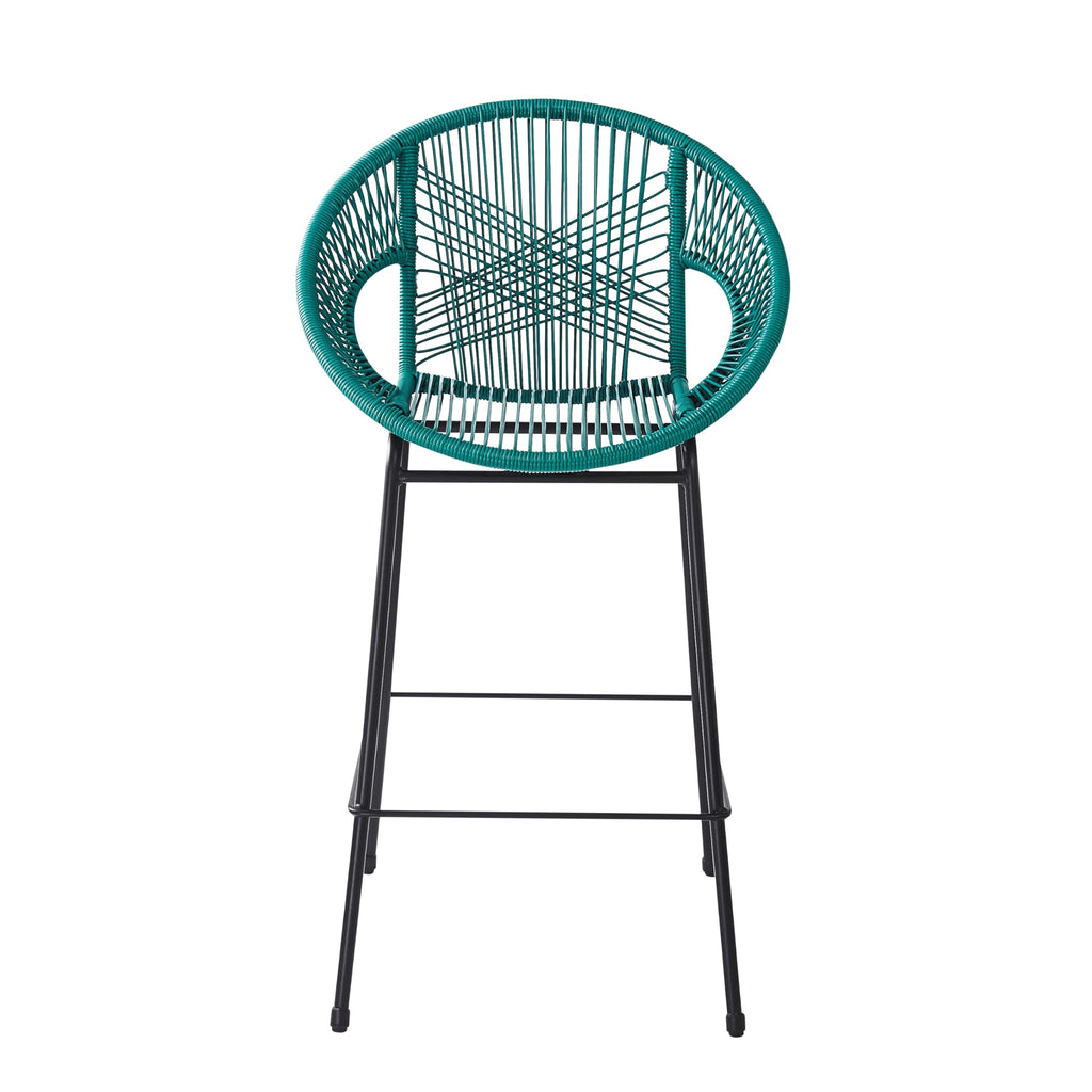 Teal Faux Wicker Outdoor Bar Stool Set of 2 K7360