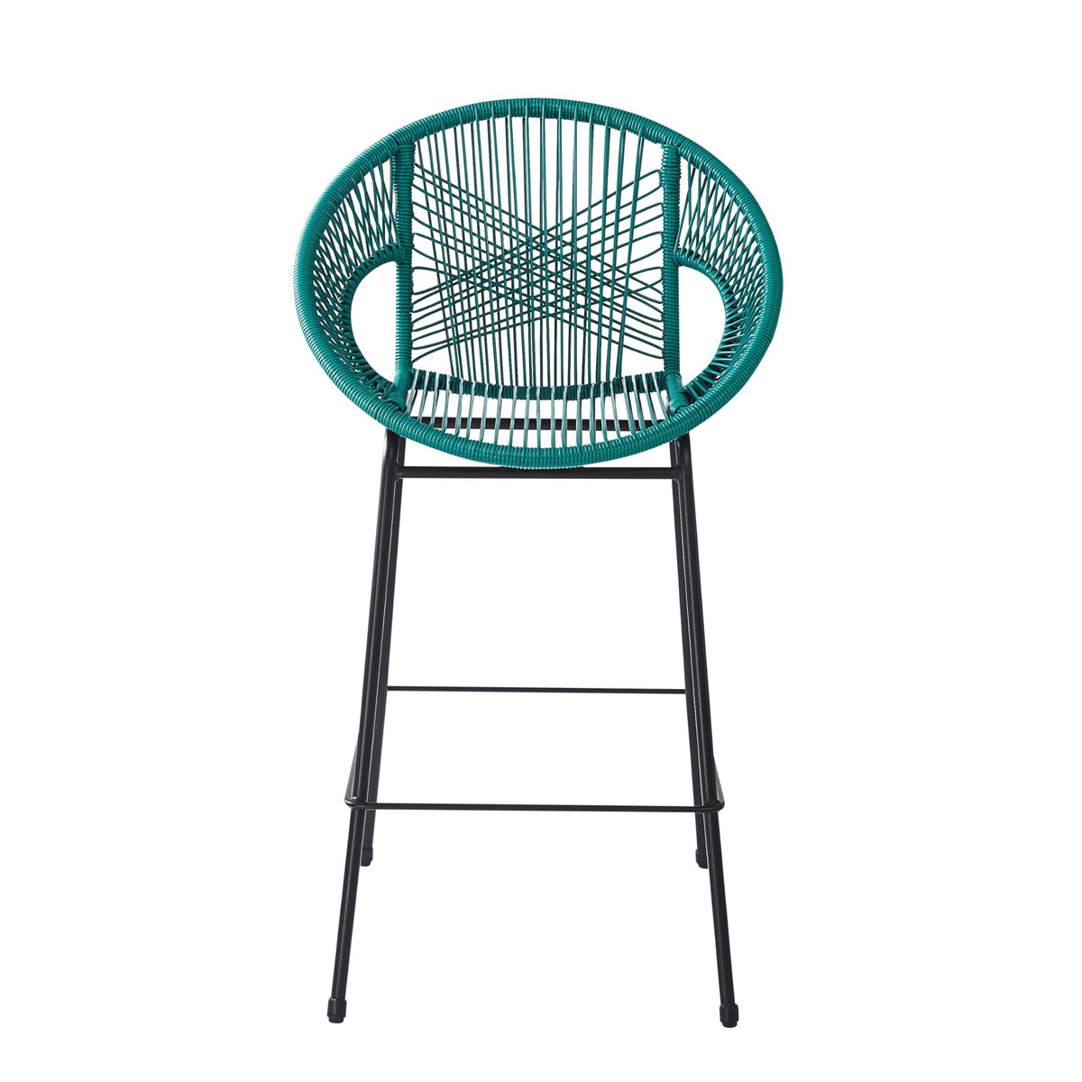 Teal Faux Wicker Outdoor Bar Stool Set of 2 K7360