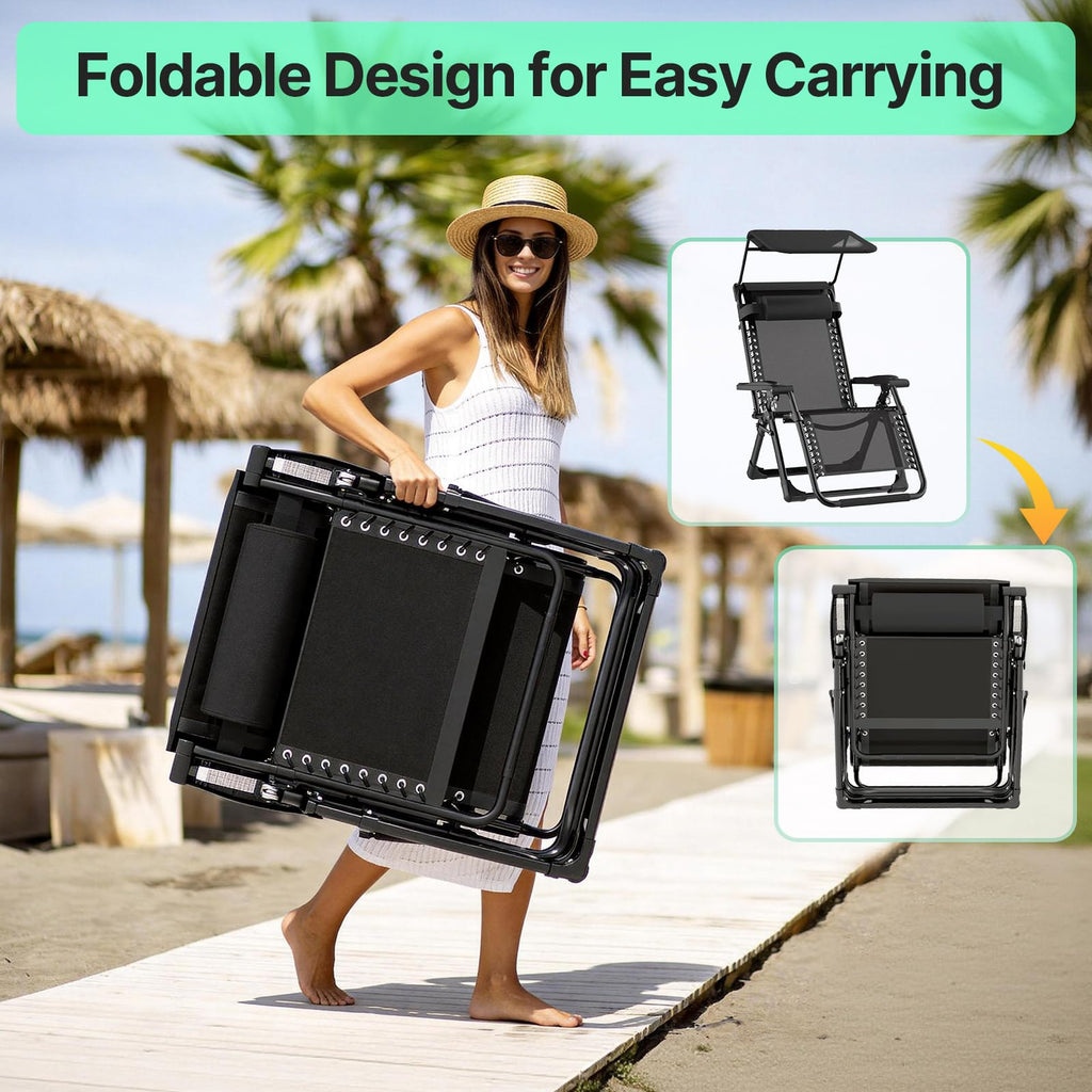 Zero Gravity Reclining Camping Chair with Canopy R73207