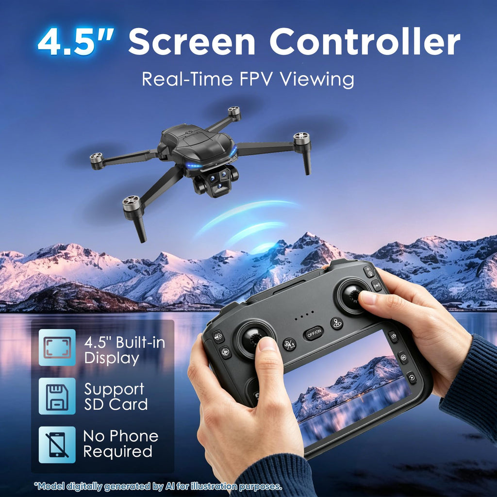 4K Camera GPS Foldable Drone with 4.5” HD Screen Controller R64918