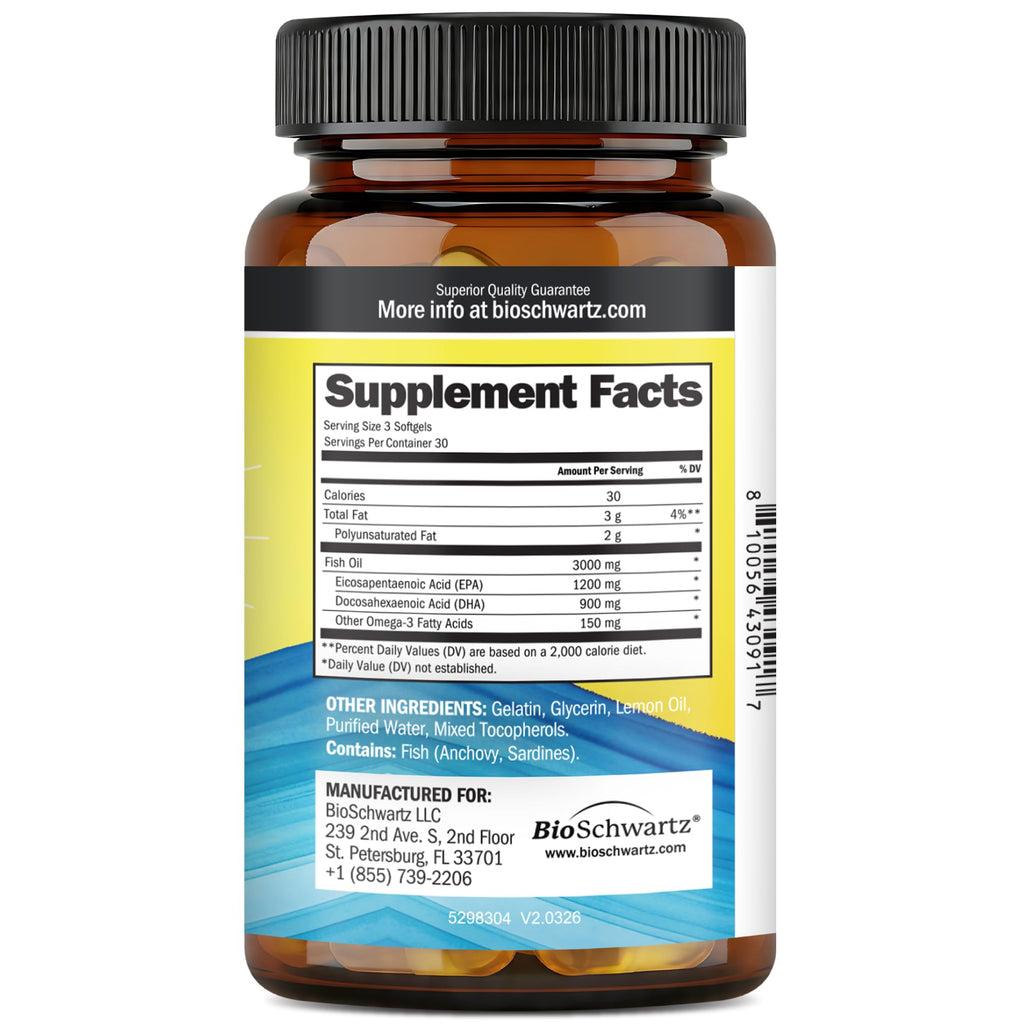 Omega 3 Fish Oil 3000mg 90 Softgels L738067